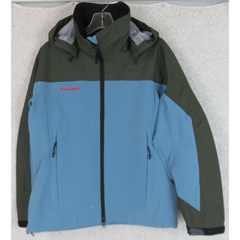 Mammut Women's Blue and Olive Hooded Technical Shell Jacket